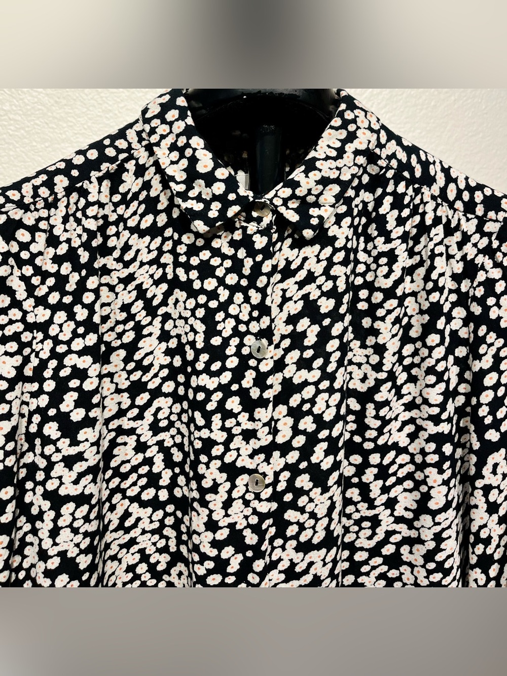 ICHI Black and White Floral Print Collared Blouse - Size S (Women’s) - Picture 2 of 9